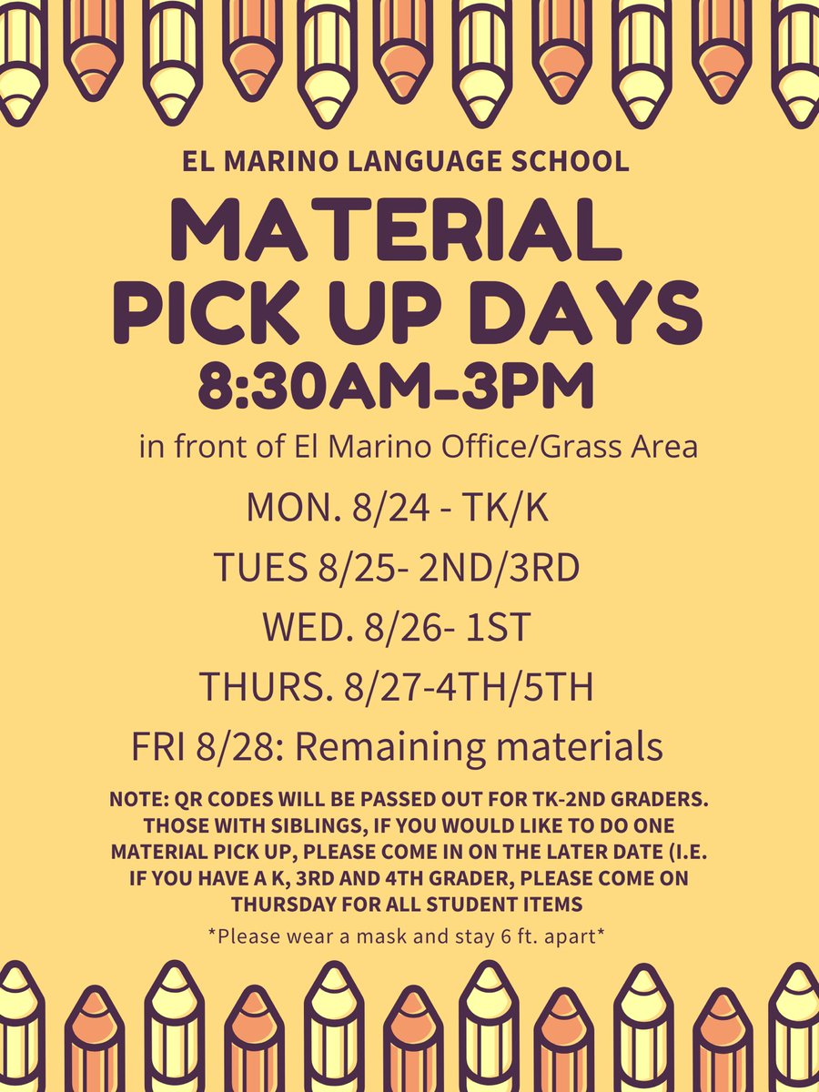 Material pick up days! ⬇️