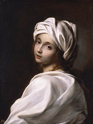 STORY TWO, THE MURDERER. It is thought that Caravaggio was moved to paint a beheading after witnessing the execution of Beatrice Cenci (1577-99(, a young noblewoman. This painting of her is attributed to Reni or Sirani, and is supposedly from life.