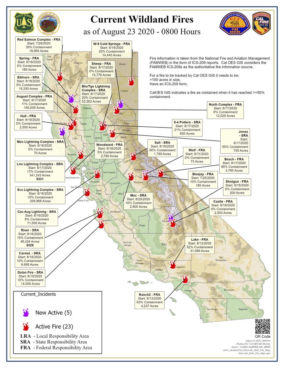 Cal Oes On Twitter Statewide Fire Map For Sunday August 23 Tremendous Efforts Continue Around The Clock To Protect California Thank You To All Supporting The Mission Https T Co Iwnfqhnrc1