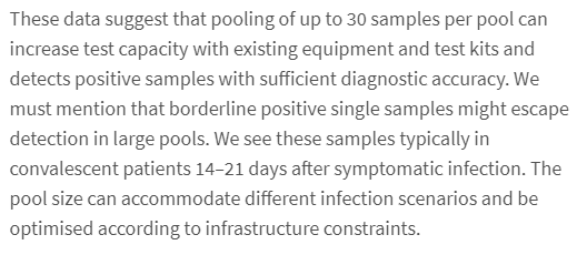 This mass screening can go a long way to suppressing outbreaks & avoiding the need for lockdowns. Testing can be made 5, 10, 20 times more efficient than it is currently by using pooled qPCR, saliva samples, & other innovative testing strategies.  https://www.thelancet.com/journals/laninf/article/PIIS1473-3099(20)30362-5/fulltext5/