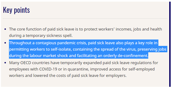 Support – In order to self-isolate properly, people need to be supported properly. A recent study showed that if we don’t pay people sick pay when they have to isolate, many won't isolate and will continue to go into work.  http://oecd.org/coronavirus/policy-responses/paid-sick-leave-to-protect-income-health-and-jobs-through-the-covid-19-crisis-a9e1a154/11/