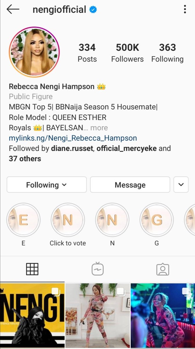 Petu_Babes's tweet photo. 🗡The  Queen just hit 500K Followers on IG ....The Love is tooo much ❤
#BBNaija #OwnYourThrone NENGI  👑NENGI https://t.co/Ah7SyztBHk