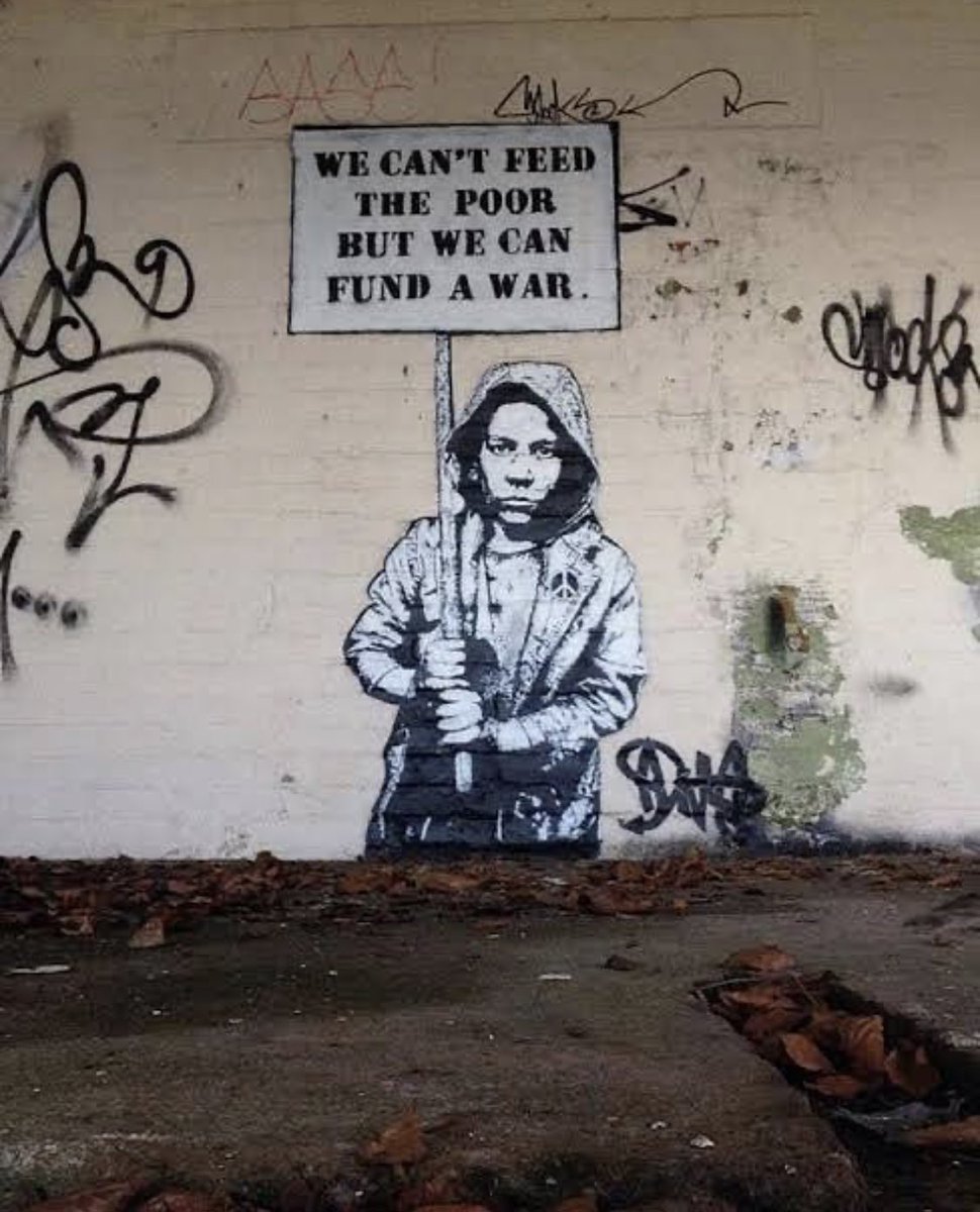 Poet_of_Peace's tweet photo. Banksy nails it. https://t.co/OBCdfRI1O4