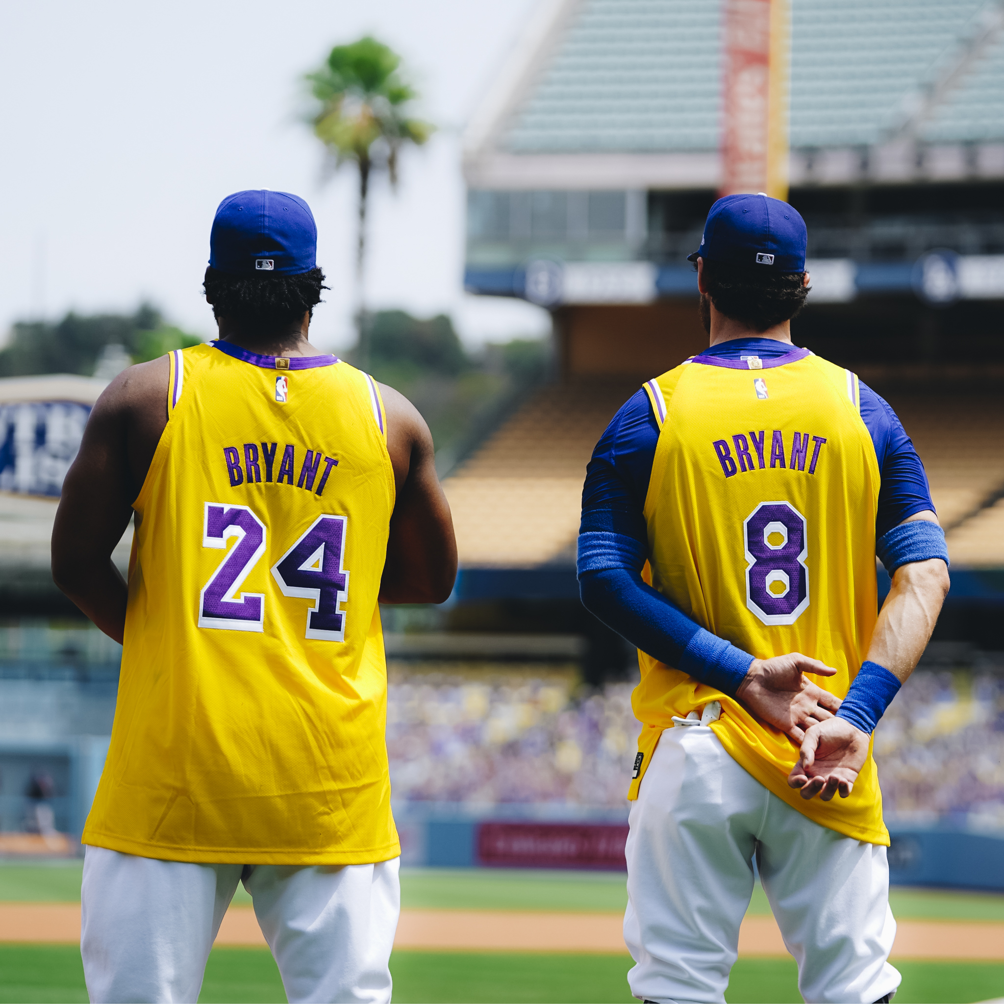 Kobe Highlights & Motivation on X: The Dodgers in 8 and 24 Kobe jerseys on Lakers  Night at Dodger Stadium 💜  / X