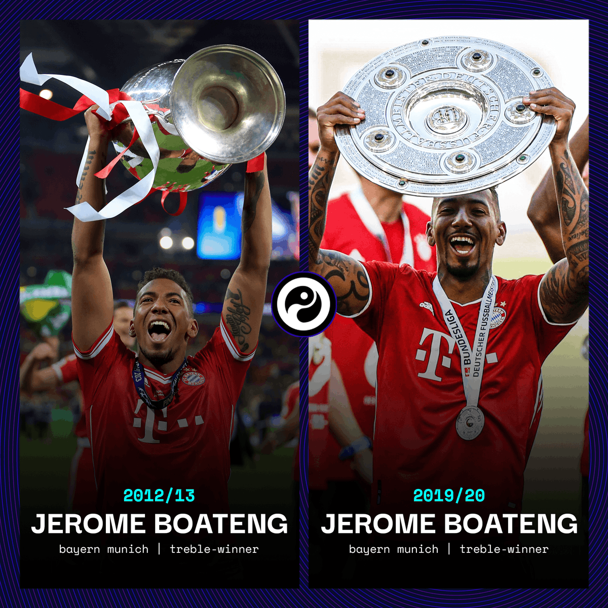 2012/13: Jerome Boateng wins the treble with Bayern Munich2019/20: Jerome Boateng wins the treble with Bayern MunichHis trophy collection keeps on growing.