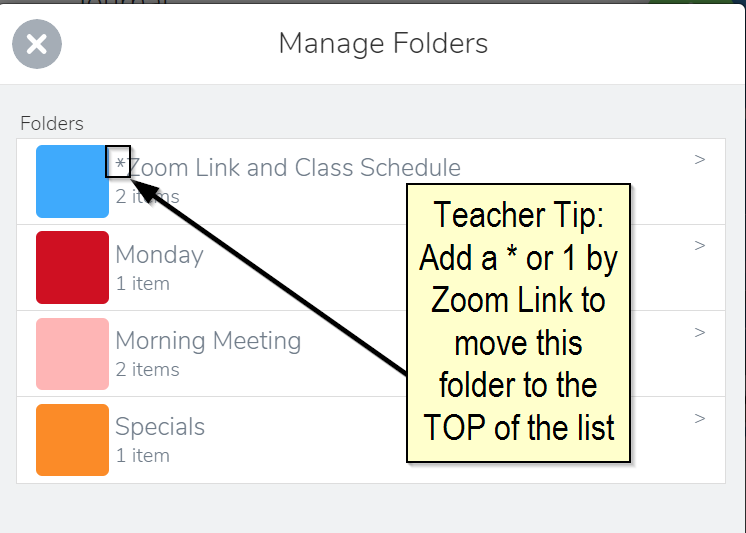 Brit_Horn_IT's tweet photo. IDEA: Make your @Zoom link the TOP choice in your folder list with the MAGICAL 👉* @KayGrangerElem
@Hughes_Hawks @RoanokeRangers @LanceElementary @NanceElementary @SenderaRanchEle
 It's going to be a GREAT week ♥️. https://t.co/24EHfzkOHa