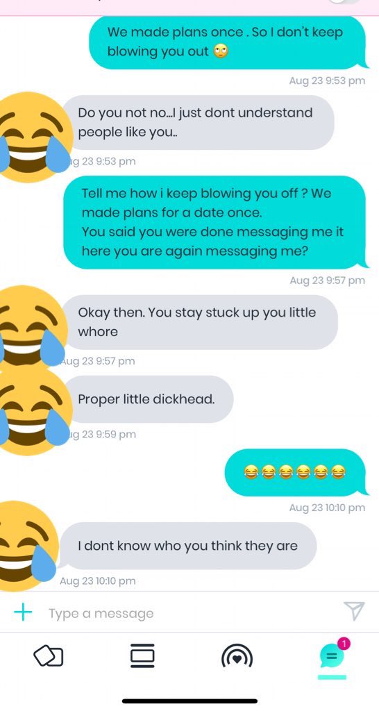 kayleighnikita's tweet image. Putting up my last post again cause I missed one of his photos 
#onlinedatingproblems being sent abuse for changing your mind about going on a date 🙄