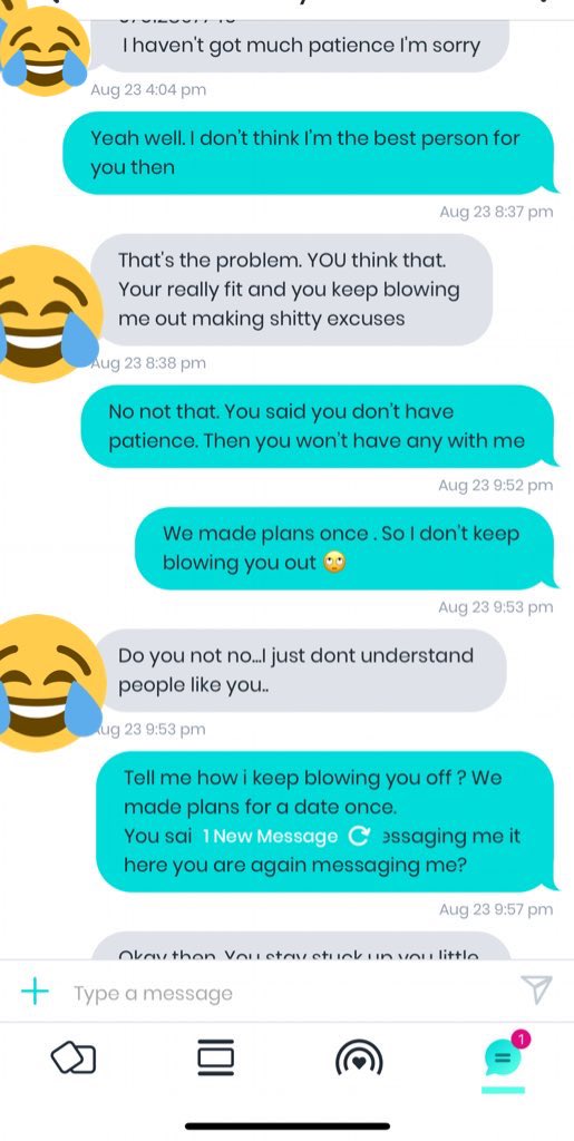 kayleighnikita's tweet image. Putting up my last post again cause I missed one of his photos 
#onlinedatingproblems being sent abuse for changing your mind about going on a date 🙄