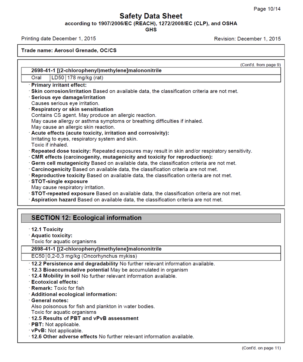 A look at the MSDS for Product 1050 shows it brings some interesting and fatal products to the gamewith consequences for humans and is poisonous to fish (what i'm studying in the long run!!)