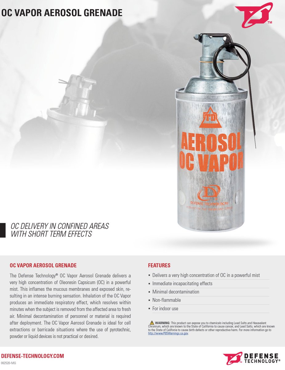 According to Defense Tech, this kind of aerosol can is non-flammable and rated "For indoor use"It doesn't smoke, it just aerosolizes using pressurized gas,Interestingly, however, for some reason, the MSDS link for this product is missing from its site  https://www.defense-technology.com/product/oc-vapor-aerosol-grenade/