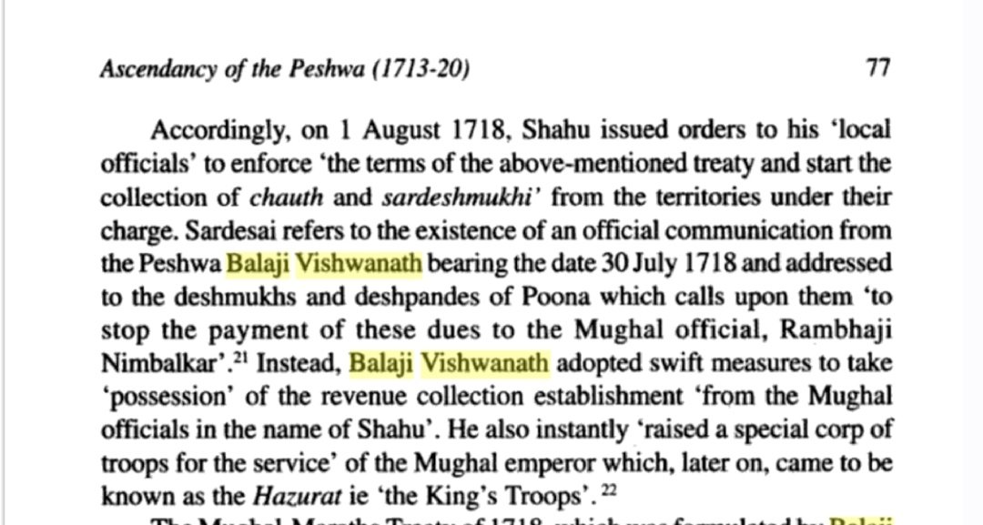 Since the author makes much of "EIC rule was established by turning out Mughal revenue officials, and eventually this is Mughal empire was replaced by British" , perhaps Balaji Vishwanath should be mentioned somewhere ?