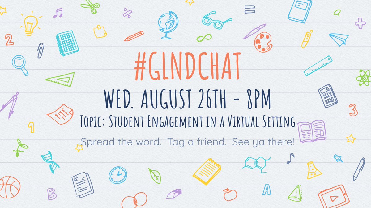 jengates395's tweet image. Did you miss last week? No worries, we're back again this Wed. at 8pm. This week, we tackle #StudentEngagement! #GLNDchat #PDinPJs
@sachs1011 @STEMGal @PStepko @MsSaraSpain1 @julzsuder @ElizRussellEdu @KevinRickard4 @cdpilger @CiottaKaren @EastwoodRES @lpatrick_RES @mrsbrown_RES