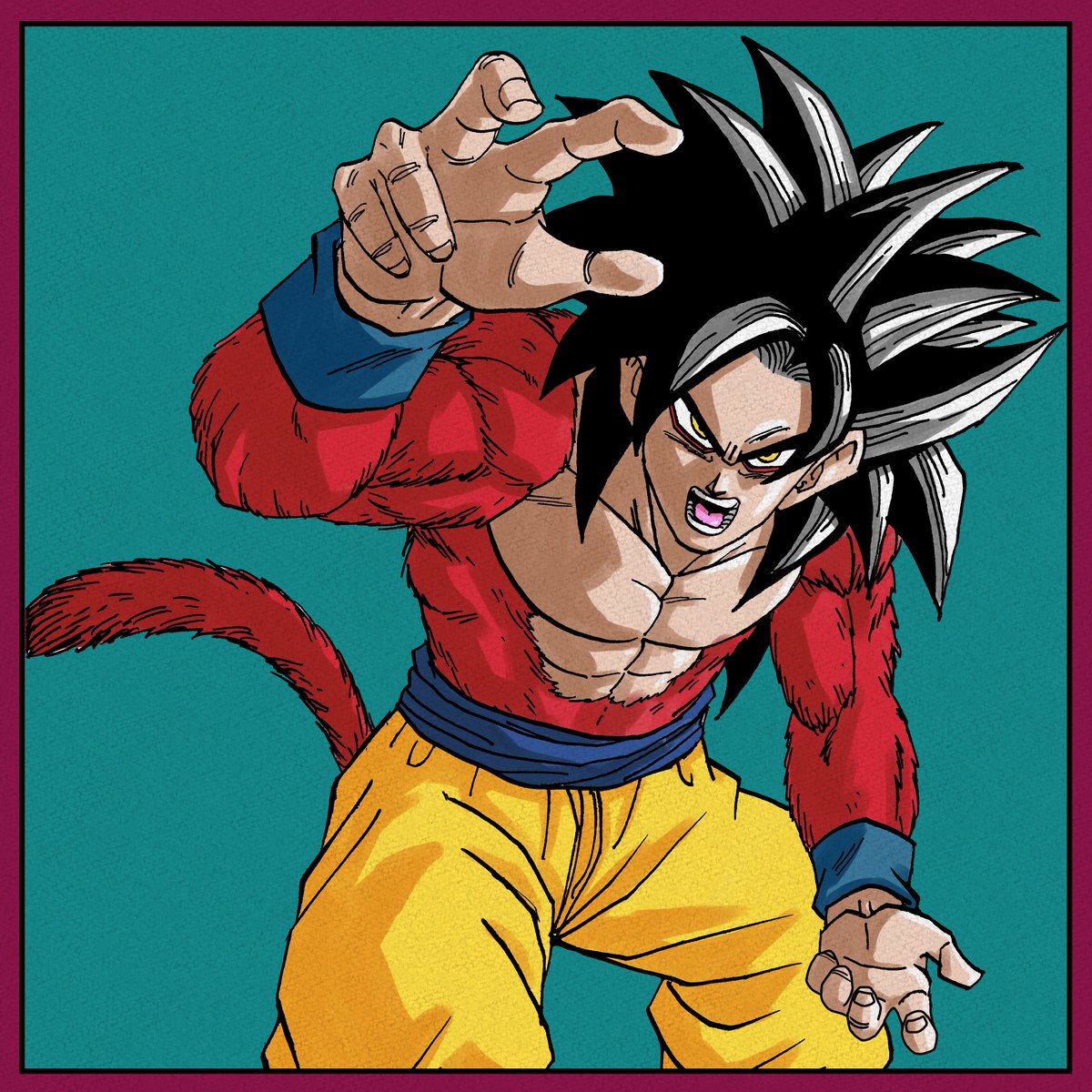 ドラゴンボール 人生で初めて超サイヤ人4描きました 結構難しくてびっくりしました 原点回帰 渡本俊雄のイラスト