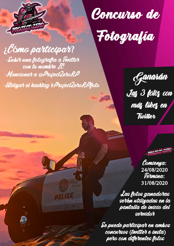 ProjectZeroRP's tweet image. ¡Iniciamos un concurso de fotografía en nuestro servidor de roleplay #ProjectZeroRP ! Tenéis una semana para hacer las mejores fotos en la ciudad. ¡Lean los requisitos y a rolear!