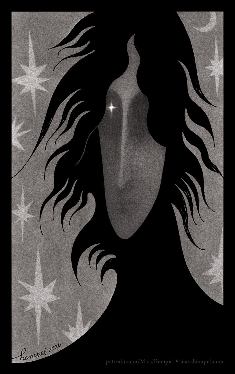 MarcHempel's tweet photo. Portrait of Dream of the Endless from earlier this year ... sold via eBay to a gentleman in Italy. Ink, charcoal, and graphite on Bristol board. #SandmanSunday @neilhimself https://t.co/ELnnaIzA7m
