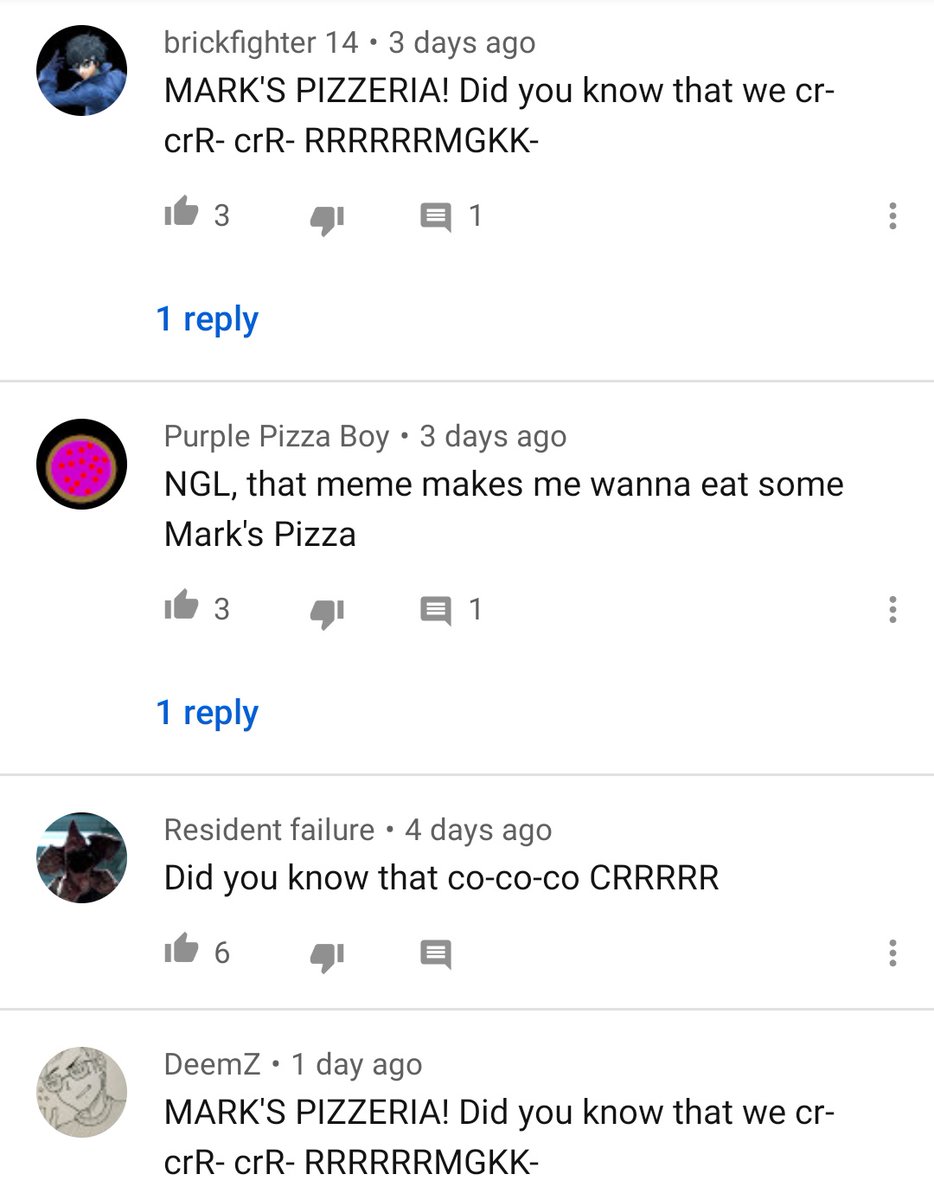 i am so fucking sorry to mark's pizzeria, i happened to stumble across their commercial while looking for video footage for a school project and it just seemed to spiral from there. i've never had their pizza as im not in the state of their location but im sure its great