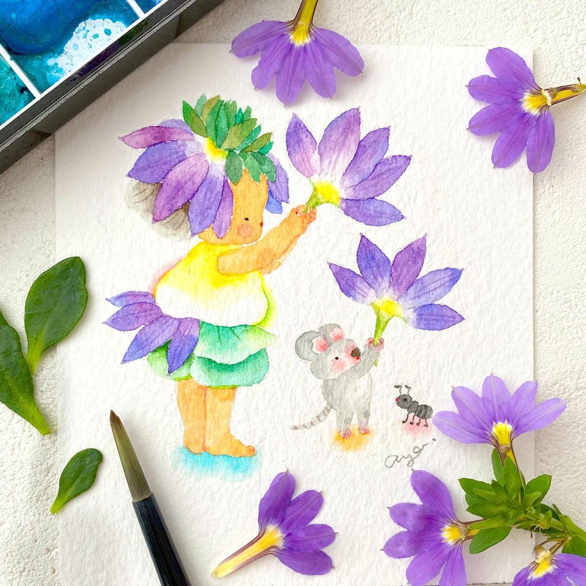 こばやしあや V Twitter 今日のお花は ブルーファンフラワーfan Flower 暑い日はそ れ そ れ 絵 水彩画 Watercolor イラスト Illustration 花を描く 花 Flower ブルーファンフラワー Fanflower Lineスタンプ候補 T Co 6wxp8fssk2