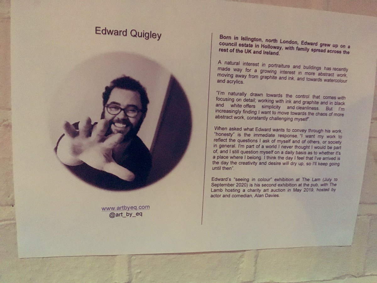 La_Lawrie's tweet photo. North London pals and beyond! Check out the fruits of @itsquiggers’ labour. Fab exhibition @thelambpub #AllMyColours #Panebow https://t.co/LT16RDkvsj https://t.co/4RDS1Rk0hf