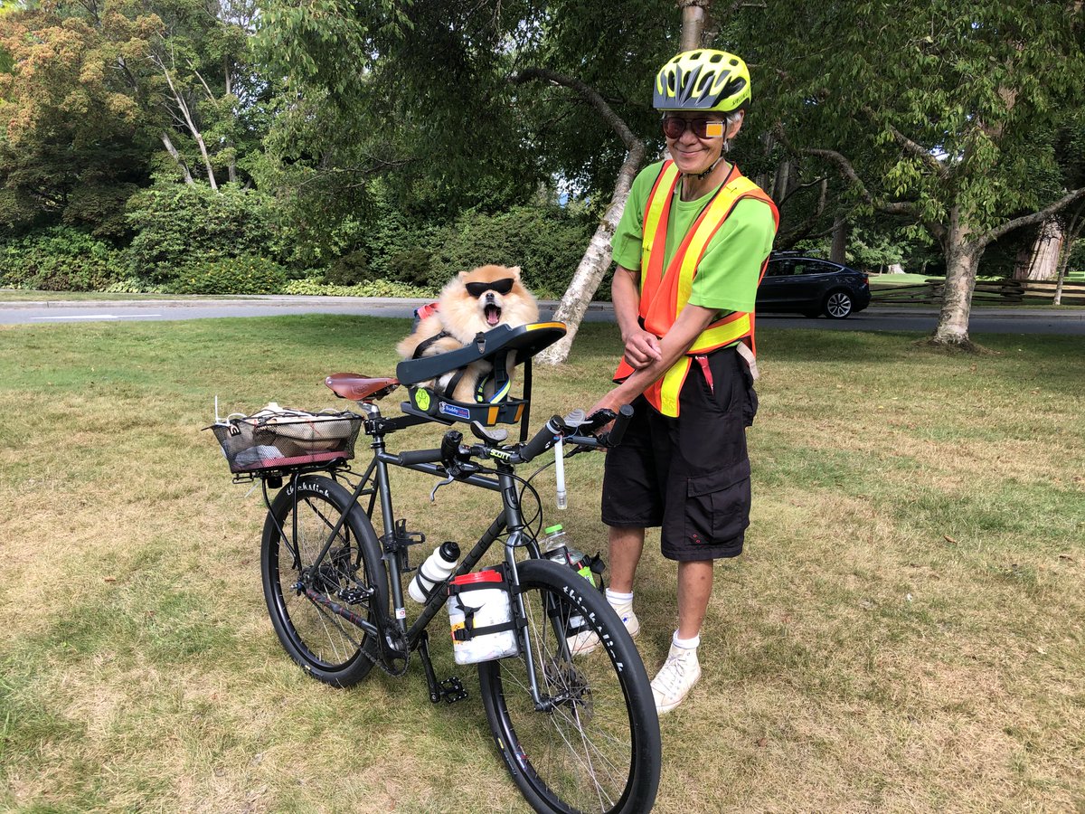 Now as a very special reward for hanging in for the whole thread, here my friends, is Courage (Curry for short), who is one cool customer. Curry was heading down the start of Park Drive as we were heading back out to  #BeachAveBikeway.