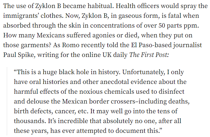 the US also was the first to use zyklon b to gas immigrants on the US-mexico border, which the nazis picked up on. the excerpts are from this great piece:  https://www.counterpunch.org/2016/03/18/a-short-history-of-zyklon-b-on-the-us-mexican-border-please-dont-share-with-donald-trump/