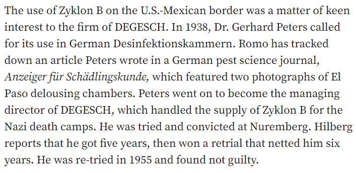 the US also was the first to use zyklon b to gas immigrants on the US-mexico border, which the nazis picked up on. the excerpts are from this great piece:  https://www.counterpunch.org/2016/03/18/a-short-history-of-zyklon-b-on-the-us-mexican-border-please-dont-share-with-donald-trump/
