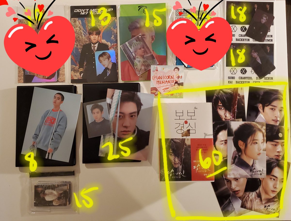 wts exo goods with pcs!*prices are marked in the picturescarlet heart ryeo moon lovers bundle = 3 book set with the 7 postcards shown for $60 shipped!  sticker pack is chen april and a flower, still sealedchanyeol baekhyun kyungsoo dotempo holo, lightstick v.3 WAL