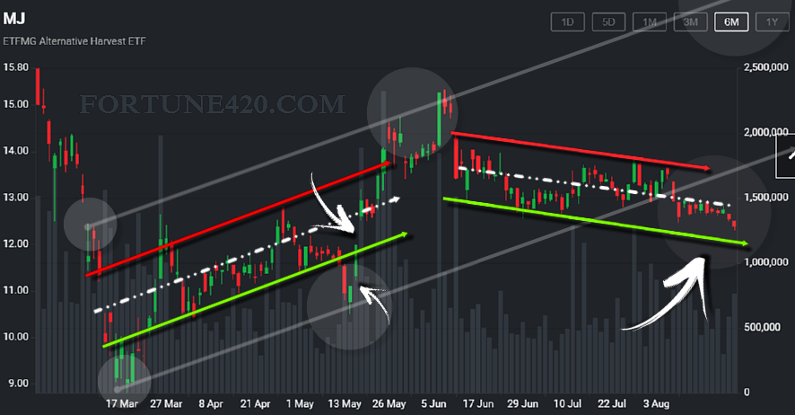 Fortune420Group's tweet photo. Technical Spotlight: #ETF-listed #Cannabis #stocks ( $MJ ) Short-term #Bearish flag / Gap-fill &amp; It's Go-time? WATCH IT! https://t.co/Vz0b3FFwMp

$ACB $APHA $ARNA $CARA $CGC ( $WEED ) $CRBP $CRON $FLWR $GWPH $HEXO $OGI $SMG $SNDL $TGOD $TLRY $XXII $ZYNE https://t.co/siZvbigryc