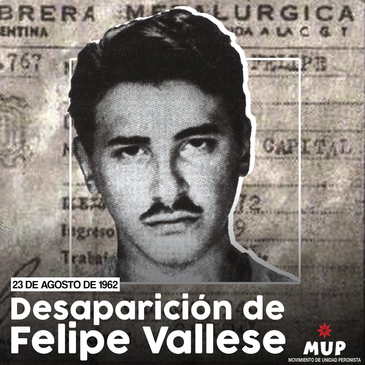 MoronMup's tweet photo. Un grito que estremece 

¡ Vallese no aparece !

No olvidamos, no perdonamos 

#MovimientoDeUnidadPeronista #Vallese #JP https://t.co/eqCbU1eSNH