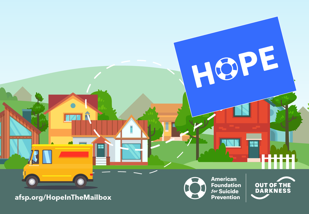 AFSPIL's tweet photo. Let family, friends, and colleagues know you are thinking of them by sending a HOPE card in the mail! During these tough times, #HopeInTheMailbox is a quick, easy, and free way to let people know someone is thinking of them. https://t.co/mMGkWRkOkW https://t.co/tDt5sqSfuG https://t.co/0iN4VeuOkz