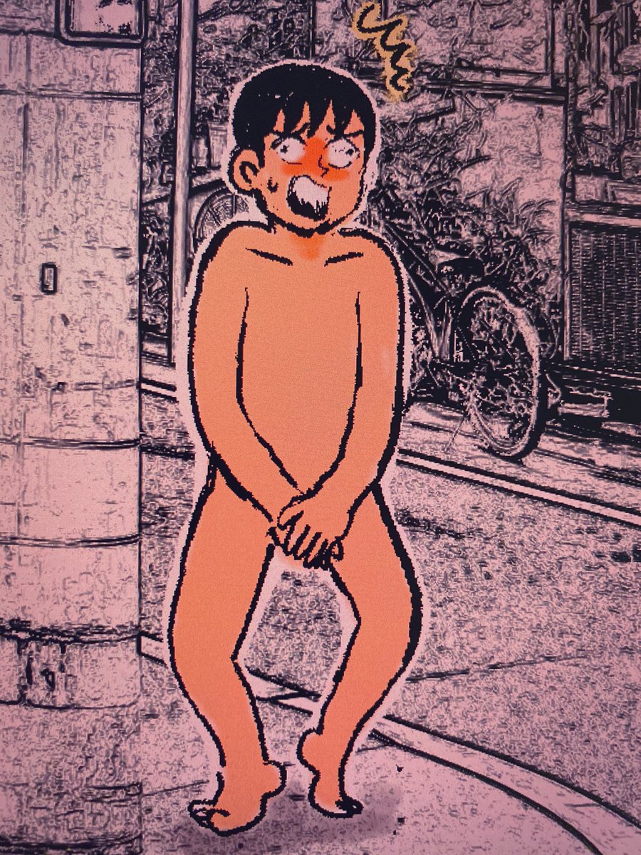 「ふと気づくと、自宅から数キロ離れた街角で全裸で佇んでいる自分。

そこから人にバ」|清野とおるのイラスト