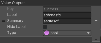 - label, hide label (I can see the use of summary though I'd get rid of that too) fields should not exist and the editor should rehookup logic for me if I change a key's name. less things the user knows about the better