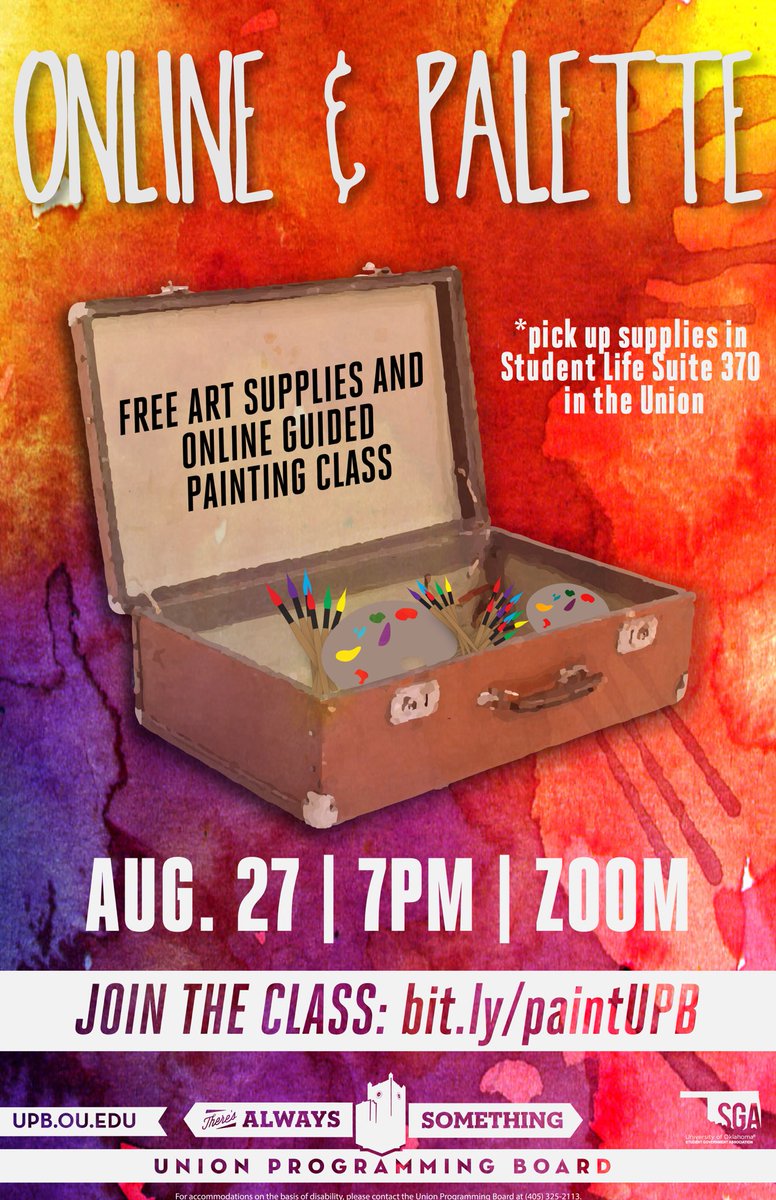 This Thursday, join us to paint the Union! Grab an art kit from Student Life and join the class online, for free! 🤩🤠✨