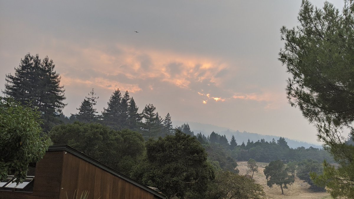 #CZUAugustLightningComplex Smokey and drizzly in Woodside, but so far no thunder or lightning.