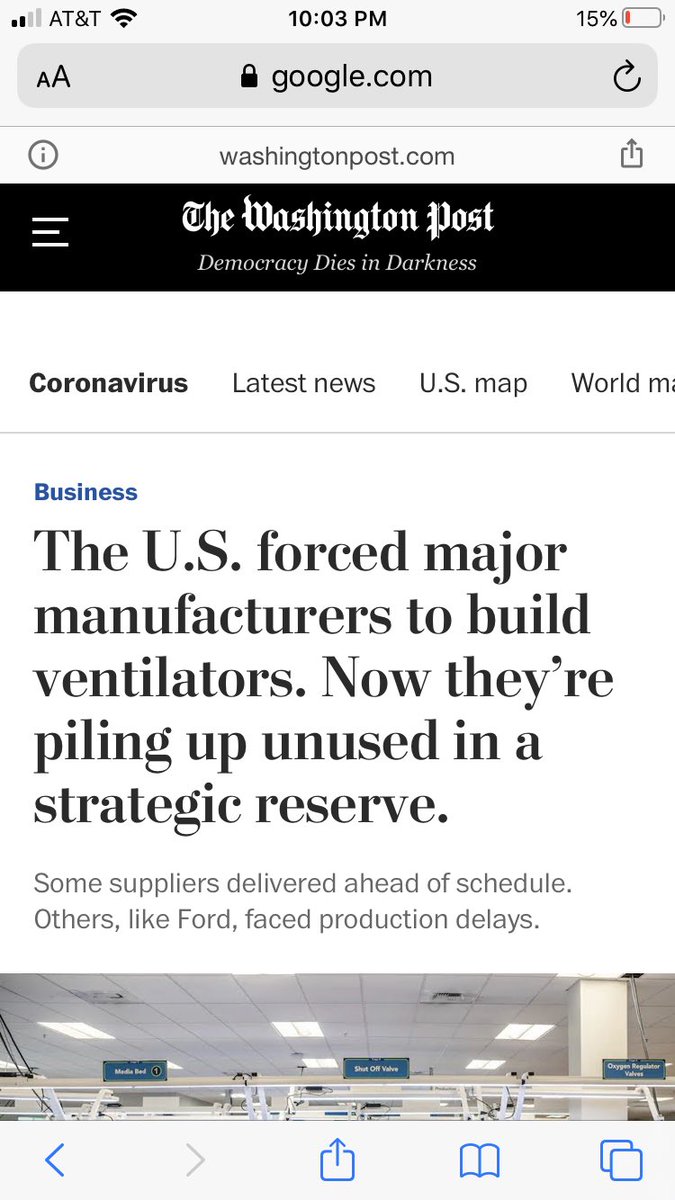 1/ This is fun. Last week  @washingtonpost ran a big story on the $3 billion the US wasted, I mean invested, in 95,000 never-been-used ventilators (what’s $3,000,000,000 between friends?). Look at that headline, though: “The U.S. forced major manufacturers to build ventilators...”