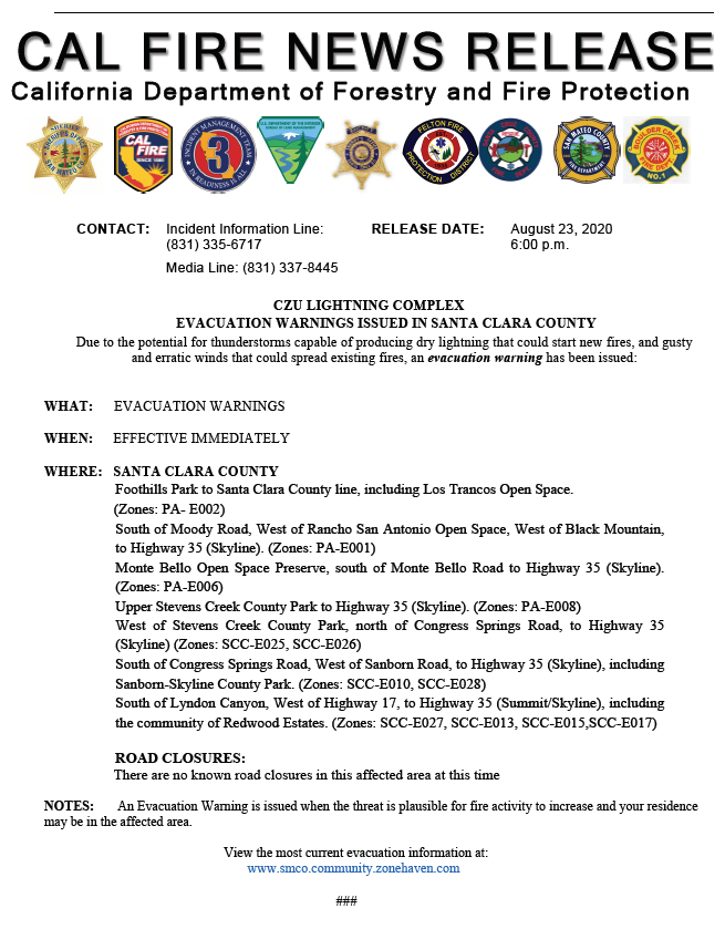 CAL FIRE CZU tweet media