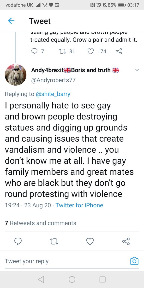 Everyday Racists *60. Andy doesn't like 'gay and brown people' who 'cause issues that create vandalism and violence'. Issues like homophobia and racism, presumably, Andy?