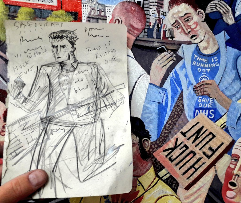 edgrayart's tweet photo. Street sketch. Junior doctor protestor sketched in 2016 for Ode to Torsion painting of St Thomas' Hospital Lambeth 160x120cm 2020
#nhs72 #nhshospital
#artistsketchbook
#artistoninstagram
#urbanart #london #londonart
#londonlife #streetlife #drawing #painting #paintingsoflondon https://t.co/9oNrHFQNor
