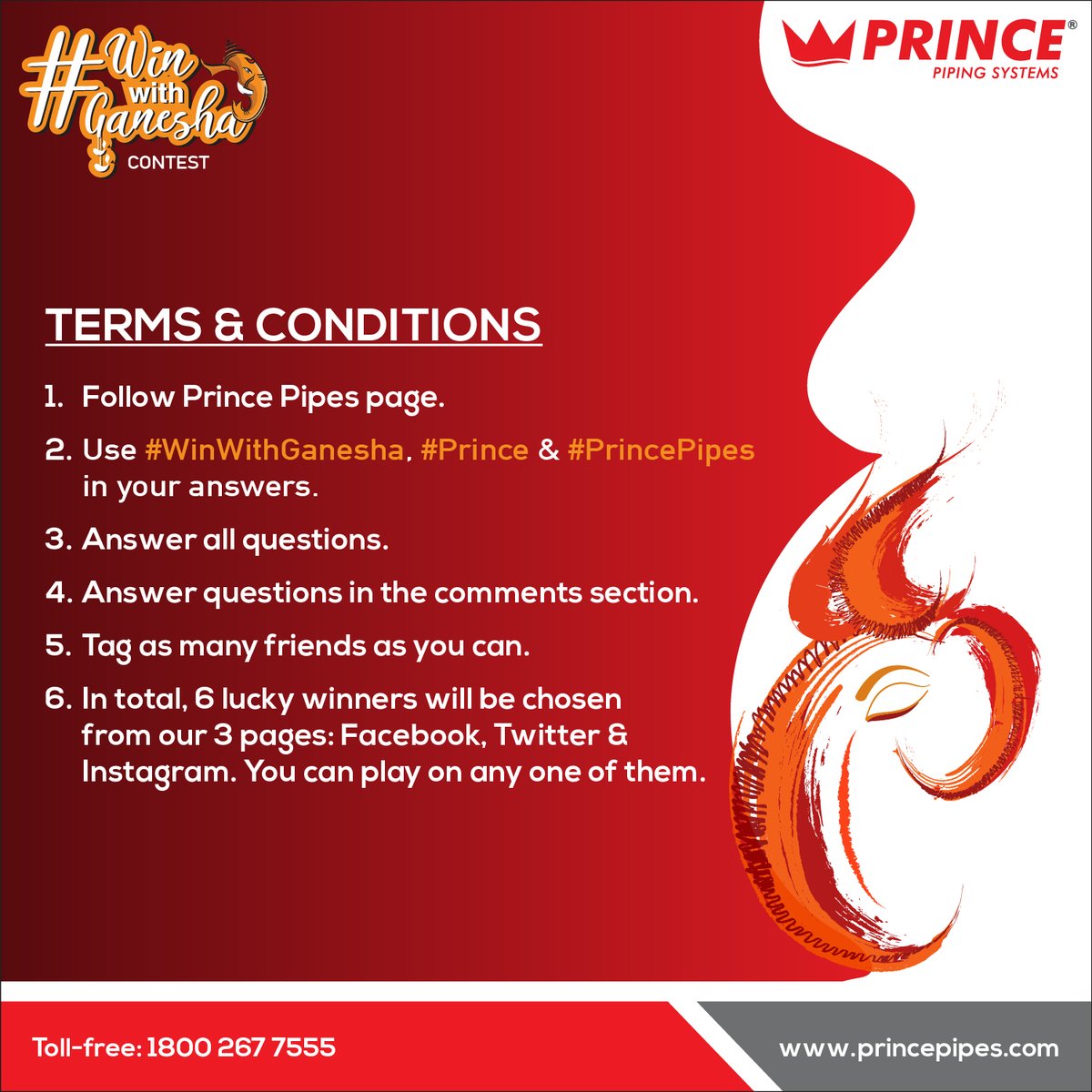 #WinWithGanesha #ContestAlert
Before we begin, let’s set some rules. Read them carefully &amp; don’t leave the screen because 1st question is coming up next!
.
.
.
#PrincePipes #GaneshChaturthi #LordGanesha #Contest #Win #Prize