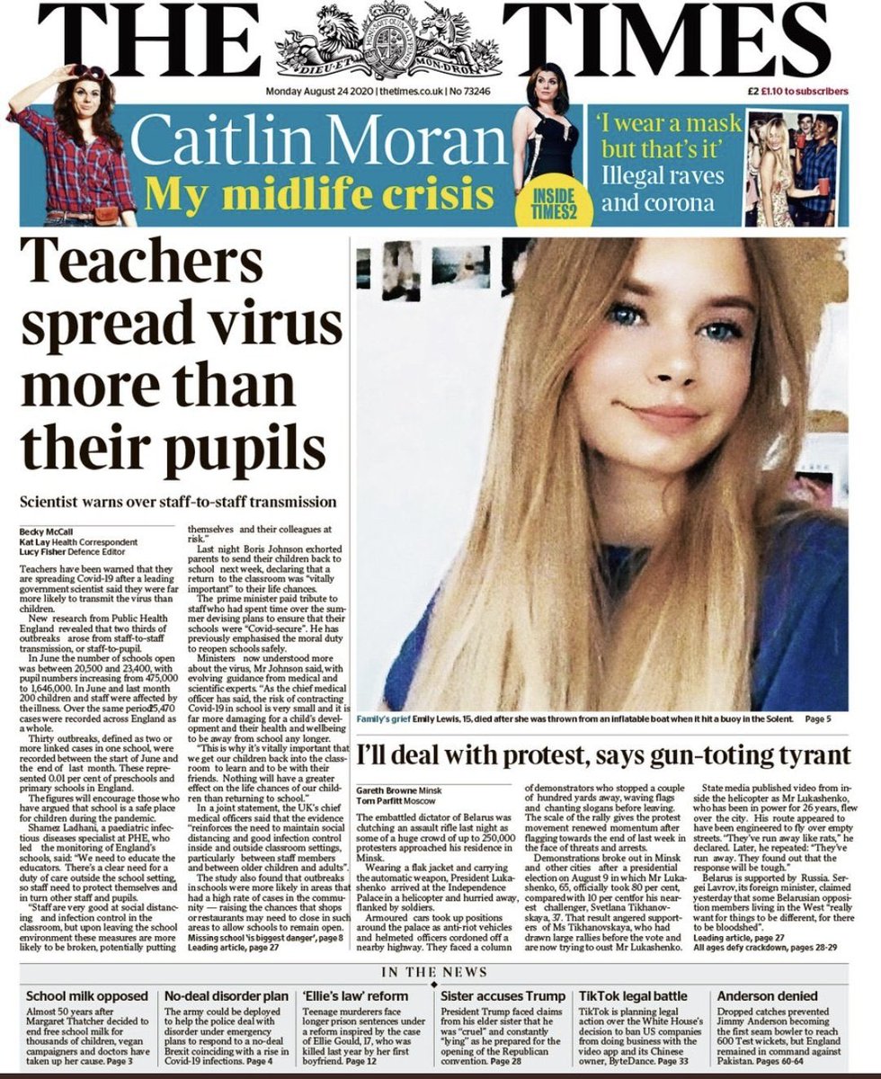 Hi  @ShamezLadhani. Just wondering if you could point me to the study which concludes that teachers aren’t socially distancing outside school and transmitting the virus to pupils? The one in today’s Times?
