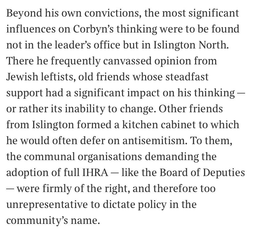 2) Proof (once again to me) that antizionist Jews are incredibly dangerous to their co-religionists. Corbyn’s zealously antiZionist Jewish friends told him he wasn’t antisemitic and he believed them.