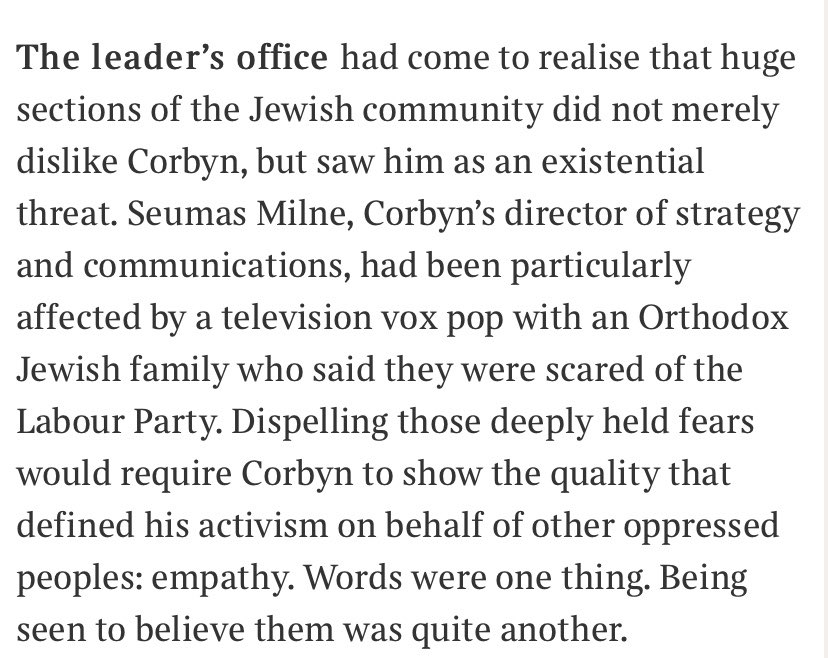 4) Corbyn was unable to listen to Jewish fears because he had no empathy. When people ask me why I think Corbyn is a racist I always point to this incredible lack of empathy. If a tiny minority in this country says it is scared, A TRUE ANTI RACIST WOULD LISTEN.