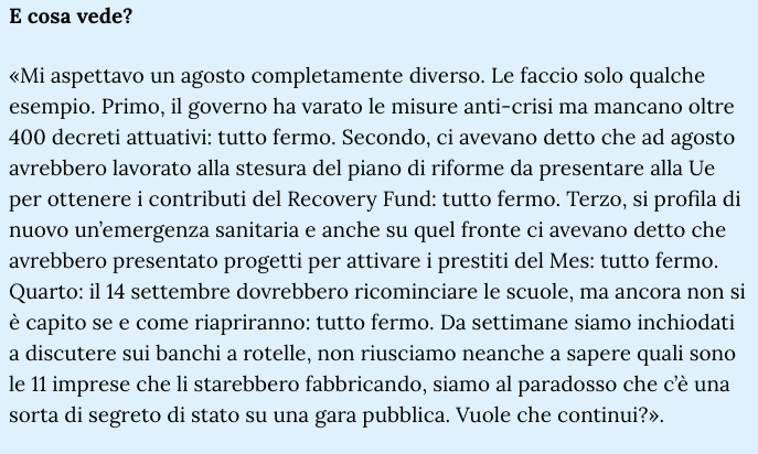CalosiGuido's tweet image. Bravissimo @CarloBonomi_, un'intervista assolutamente da leggere e sulla quale occorre meditare.

Tra tutte le cose me ne colpisce soprattutto una, esplicata nell'estratto sotto: abbiamo perso e stiamo perdendo troppo tempo.

Non ce lo possiamo permettere.
lastampa.it/topnews/econom…