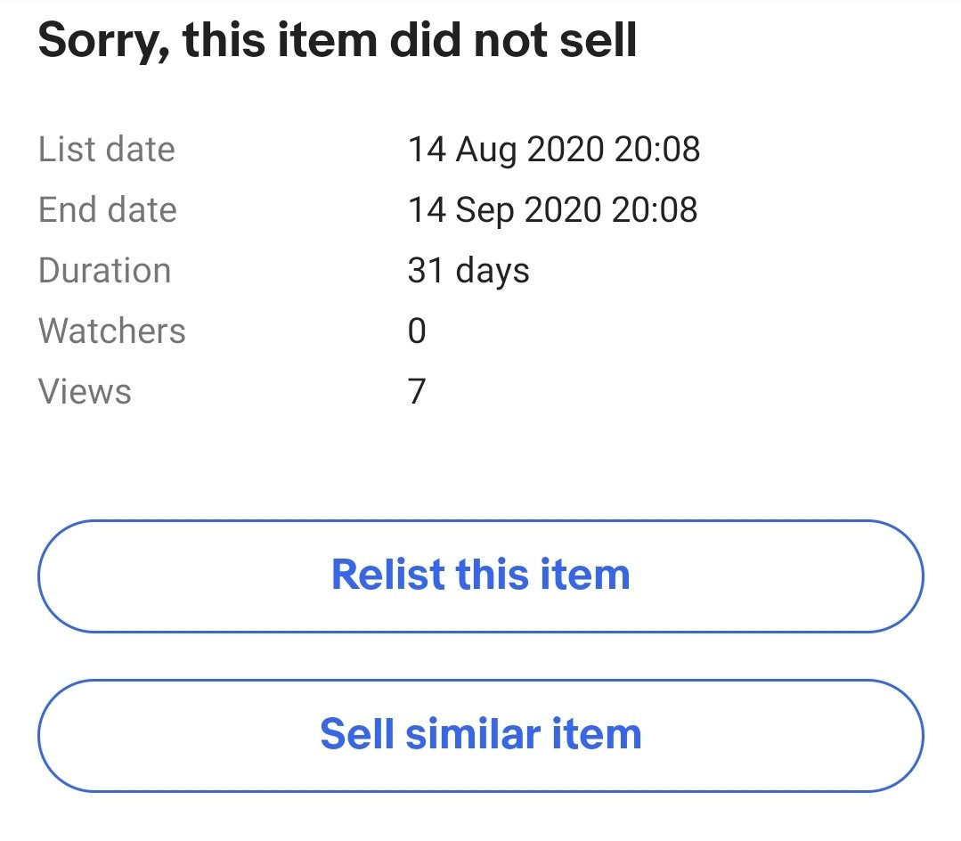 Instead you need to click on "Sell similar item" as shown below.This way you are essentially creating a new listing without having to input all the details again as your previous pictures/description will automatically appear 2/3..