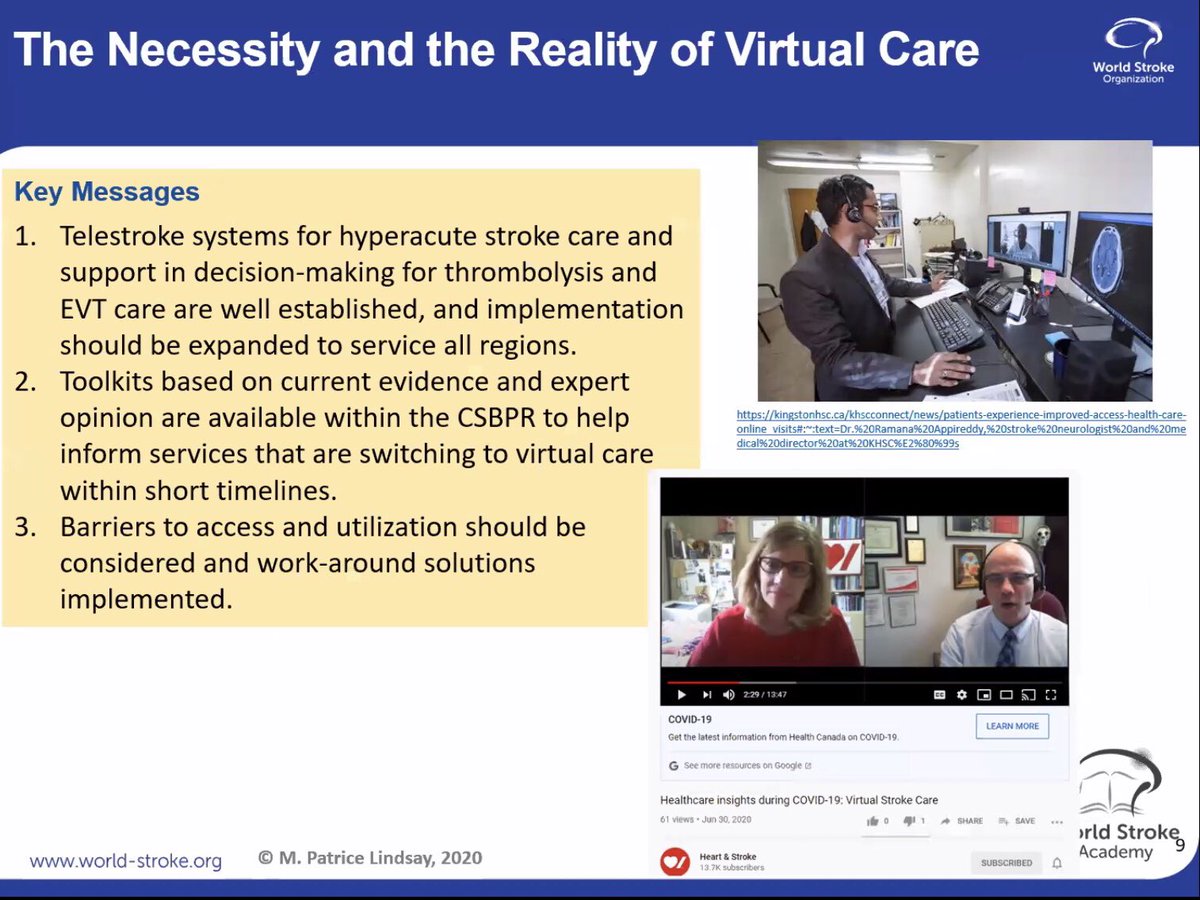 4.  @patrice_lindsay at  @WorldStrokeOrg  #guidelines  #webinar brings attention to the  #telemedecine development in  #stroke services: in departments lacking all the technical necessities, it is important to use all means including telephone consultations
