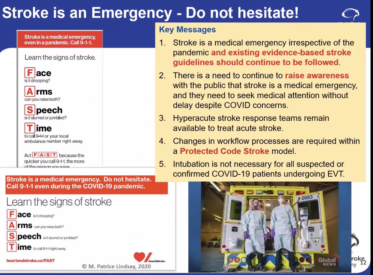 5.  #stroke is an emergency: the  #jey message to public is to follow  #evidence-based guidelines and to raise awareness in public that stroke is a medical  #emergency :  #FAST-like protocols are helpful and should be adjusted to each country