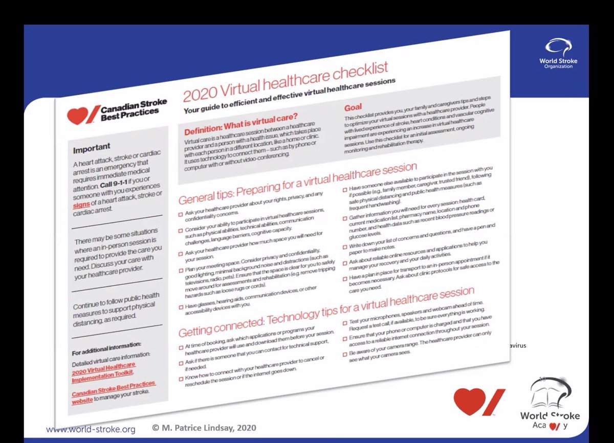  @patrice_lindsay :  #virtual  #healthcare  #checklists are available in Canadian  #Stroke Best Practices : see the example below 