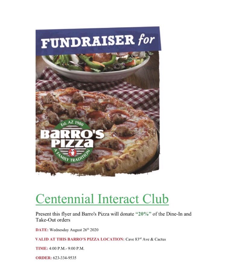 CehsInteract's tweet image. Come visit us at Barro’s! the fundraiser is at 8390 W Cactus Rd, Peoria, AZ 85381. It’s on Wednesday August 26 from 4-9! Show your support❤️💙