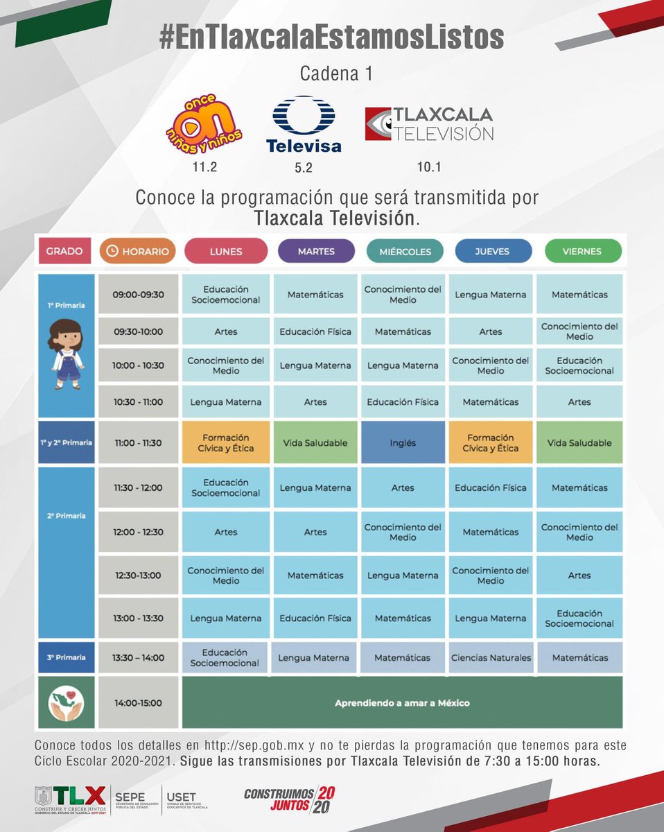 ElProfe_Floren's tweet photo. #EnTlaxcalaEstamosListos

Conoce la programación que será transmitida por Tlaxcala Televisión en Educación #Primaria

#TlaxcalaSeCuida
#ConEducaciónConstruimosJuntos https://t.co/MMXjKqc2T5