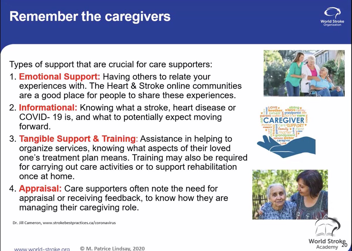 8. Emotional support, informational support, tangible support and trainings and appraisal are important when providing the help for patients with a recent  #stroke  @WorldStrokeOrg  @patrice_lindsay