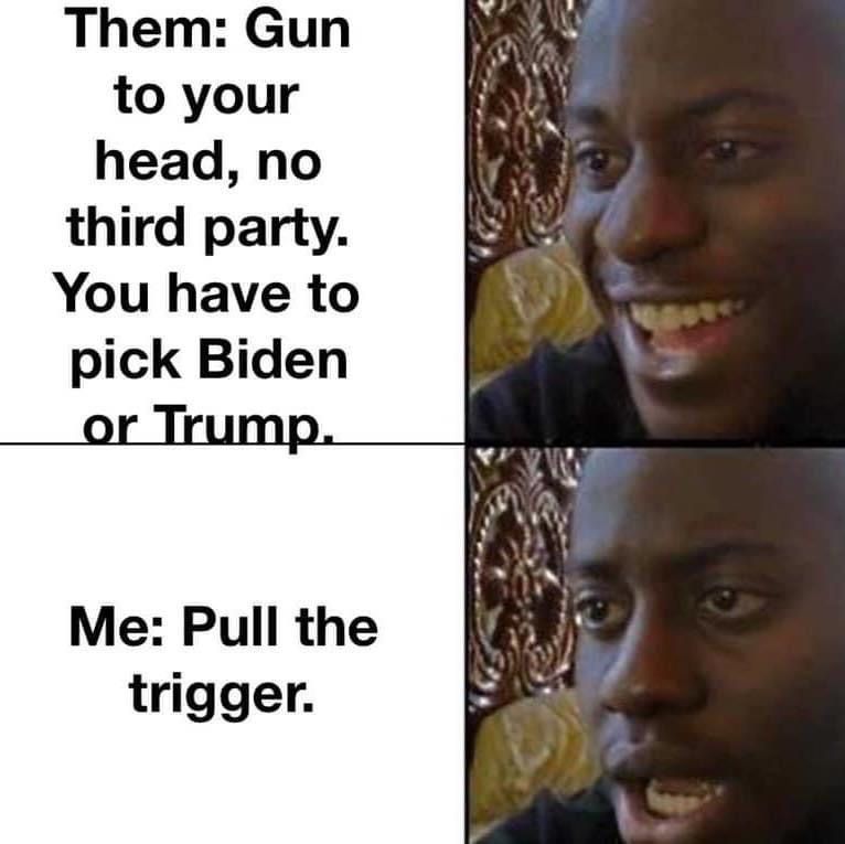 ejforliberty's tweet image. I’m NOT voting for #JoeBiden OR #DonaldTrump. #PlainAndSimple.

#lp #myvotemychoice #jointheresistance #voteyourconscience #thirdparty #voteforliberty #votegold #conservative #donttreadonme #libertarian #libertarianism #ilchirm #liberal #imwithher #joj2020 #makeamericafreeagain